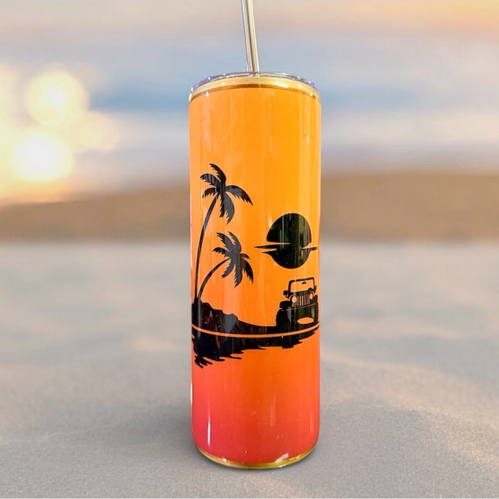 New 20 ounce Jeep Beach theme tumbler. Get ready for Jeep season!!